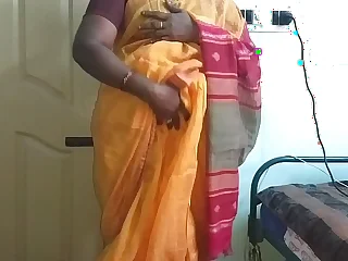 desi  indian horny tamil telugu kannada malayalam hindi cheating wed vanitha wearing orange colour saree  equally big boobs and shaved pussy press hard boobs press nip ill feeling pussy Rhetoric catachresis